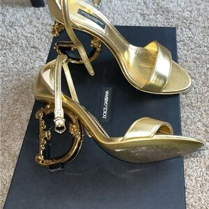 Authentic Gently worn Dolce & Gabbana Gold Heels with box